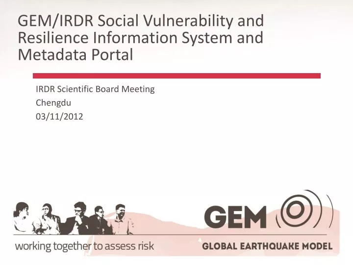 gem irdr social vulnerability and resilience information system and metadata portal