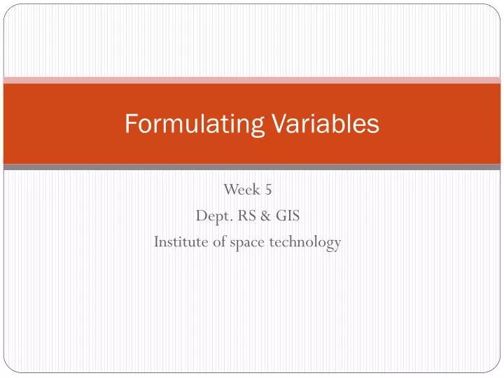 formulating variables
