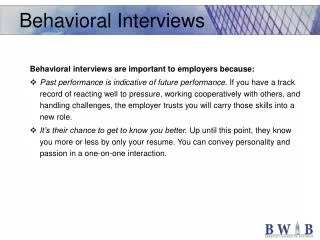 Behavioral Interviews