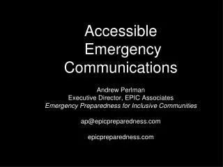 Accessible Emergency Communications