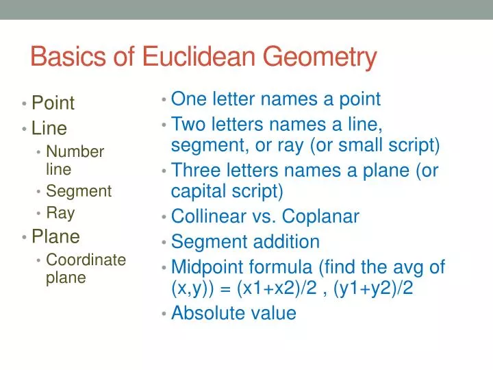 basics of euclidean geometry
