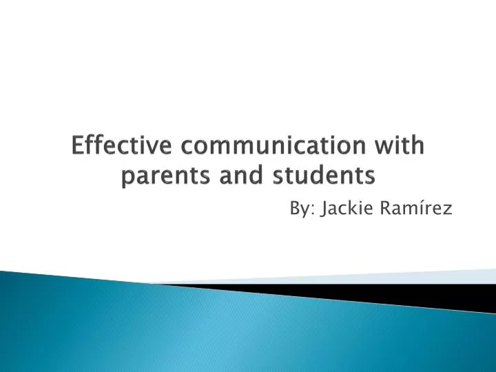 effective communication with parents and students