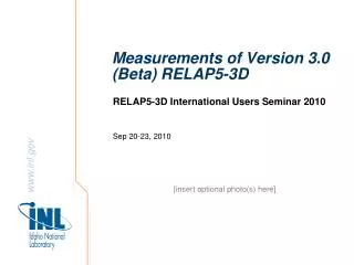 Measurements of Version 3.0 (Beta) RELAP5-3D