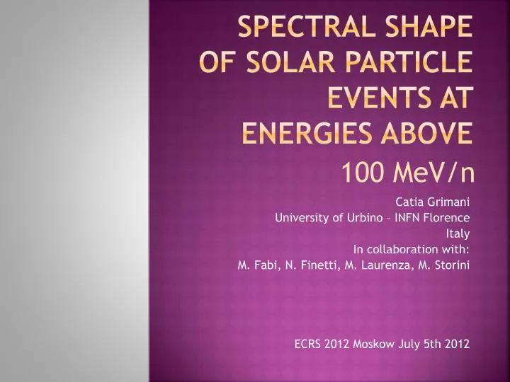 spectral shape of solar particle events at energies above