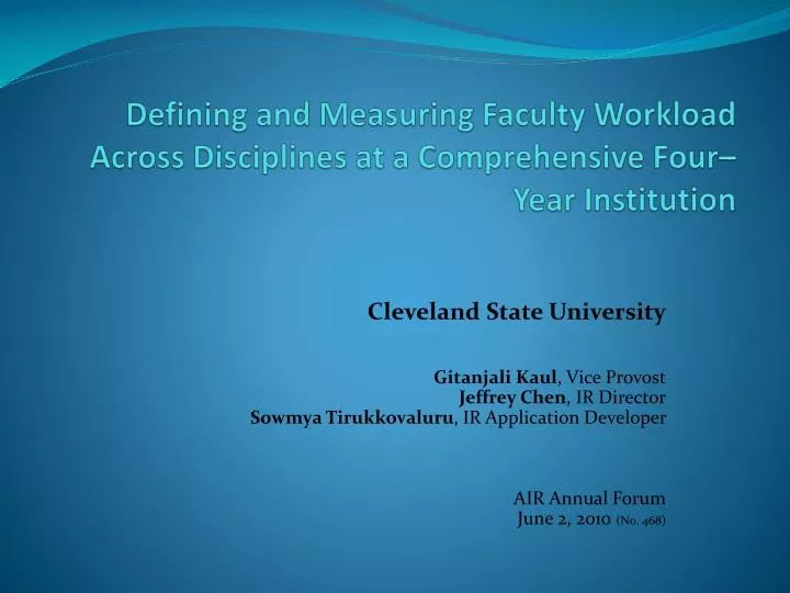 defining and measuring faculty workload across disciplines at a comprehensive four year institution