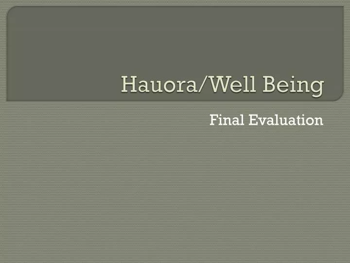 hauora well being