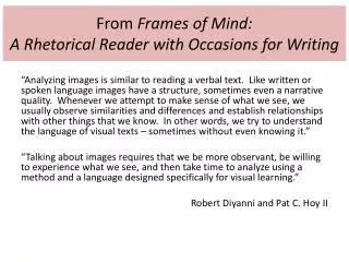 From Frames of Mind: A Rhetorical Reader with Occasions for Writing