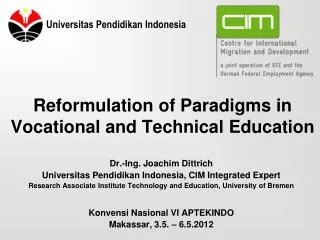 Reformulation of Paradigms in Vocational and Technical Education