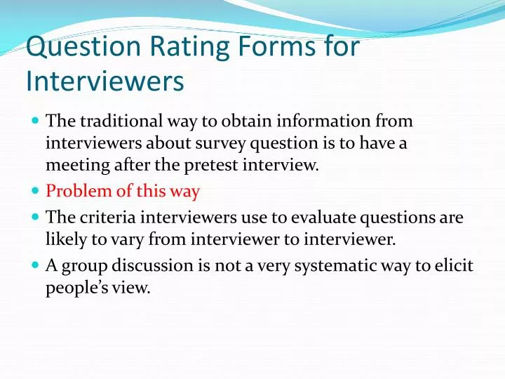 question rating forms for interviewers
