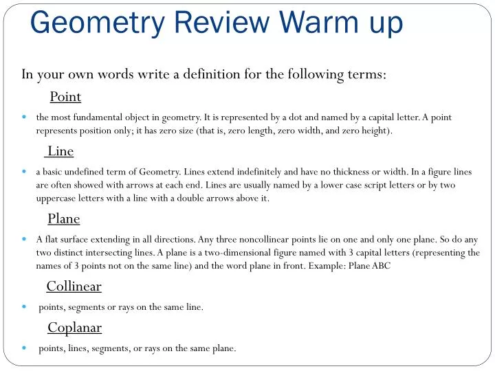 geometry review warm up