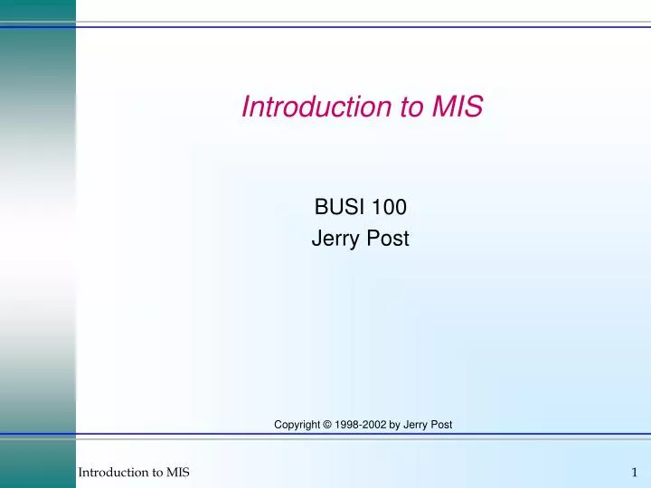 introduction to mis