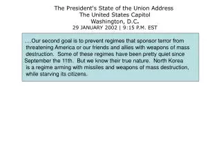 The President's State of the Union Address The United States Capitol Washington, D.C .