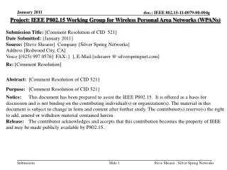 Project: IEEE P802.15 Working Group for Wireless Personal Area Networks (WPANs)