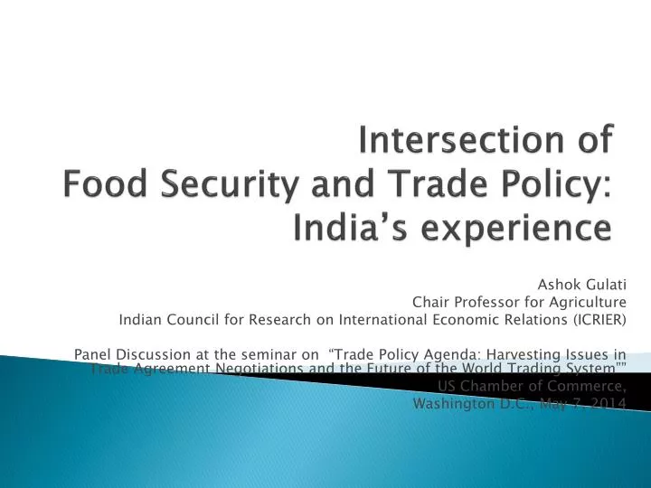intersection of food security and trade policy india s experience