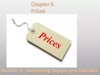Chapter 6 		Prices Section 1: Combining Supply and Demand