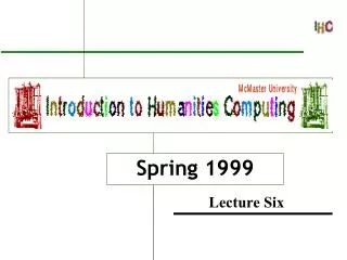 Introduction to Humanities Computing
