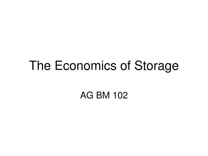 the economics of storage