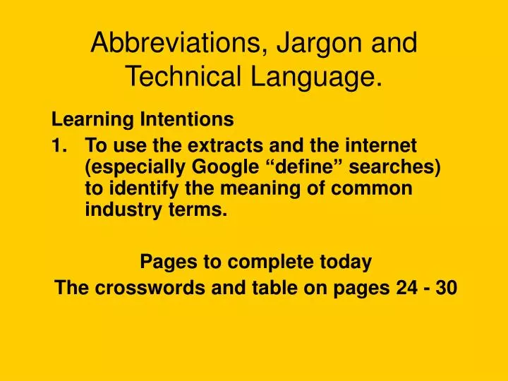 abbreviations jargon and technical language