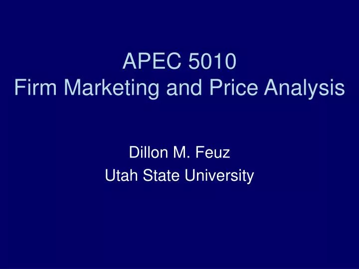 apec 5010 firm marketing and price analysis