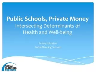 Public Schools, Private Money Intersecting Determinants of Health and Well-being