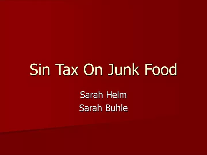 sin tax on junk food