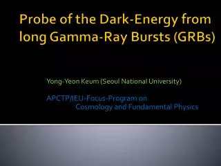 Probe of the Dark-Energy from long Gamma-Ray Bursts (GRBs)