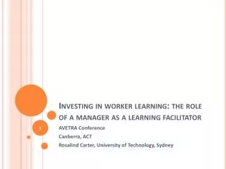 Investing in worker learning: the role of a manager as a learning facilitator
