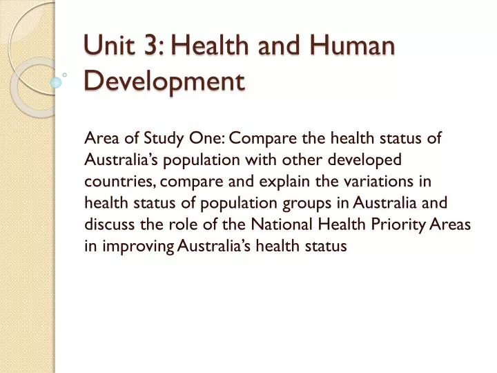 unit 3 health and human development