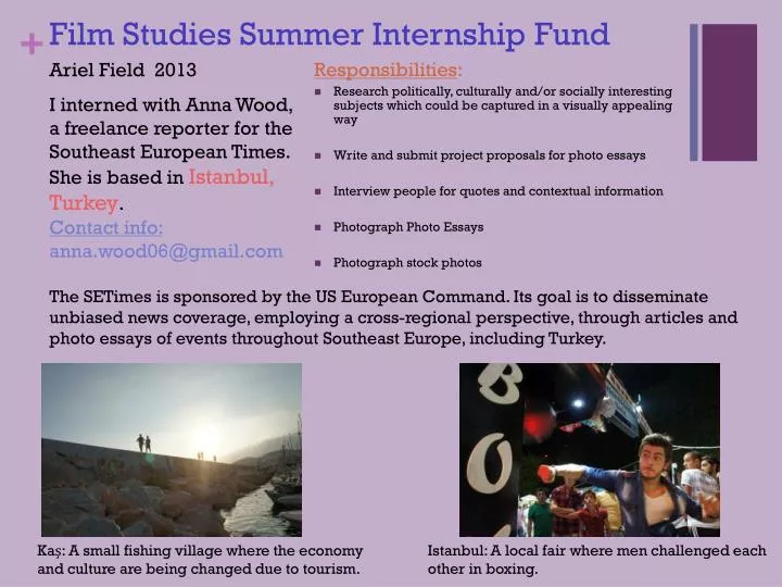film studies summer internship fund
