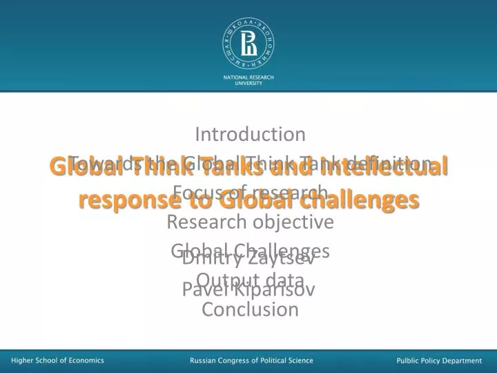 global think tanks and intellectual response to global challenges