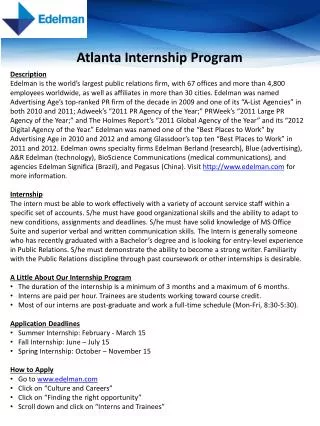 Atlanta Internship Program