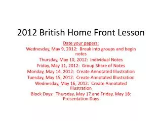 2012 British Home Front Lesson
