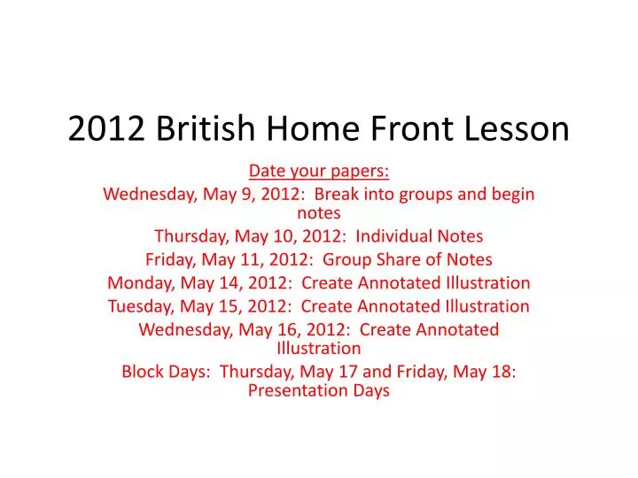 2012 british home front lesson