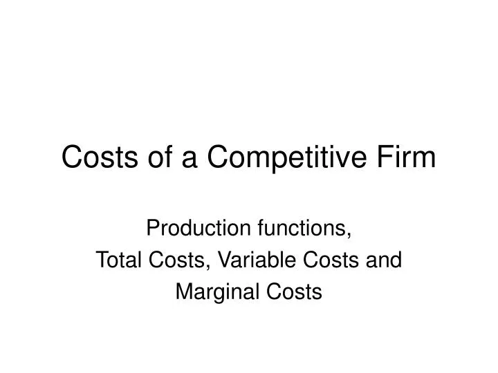 costs of a competitive firm