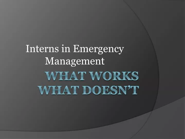 interns in emergency management