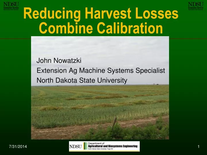 reducing harvest losses combine calibration