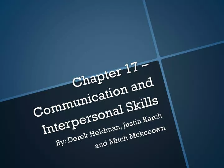 chapter 17 communication and interpersonal skills