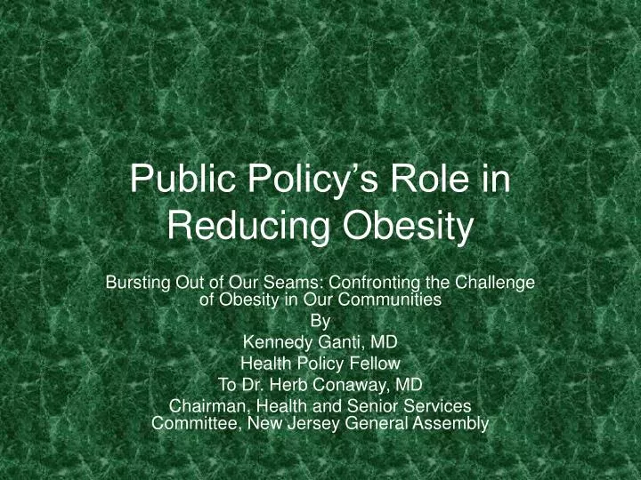 public policy s role in reducing obesity