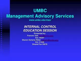 UMBC Management Advisory Services umbc/mas/