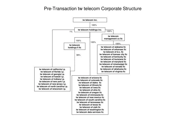 pre transaction tw telecom corporate structure