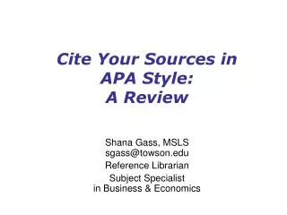 Cite Your Sources in APA Style: A Review