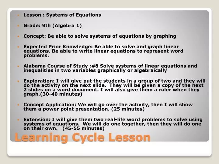 learning cycle lesson