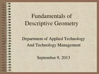 Fundamentals of Descriptive Geometry