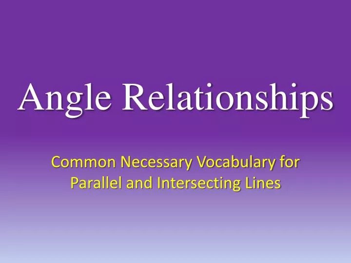 angle relationships