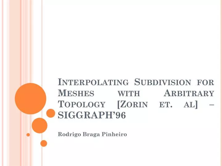 interpolating subdivision for meshes with arbitrary t opology zorin et al siggraph 96