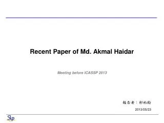 Recent Paper of Md. Akmal Haidar