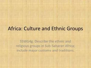 Africa: Culture and Ethnic Groups