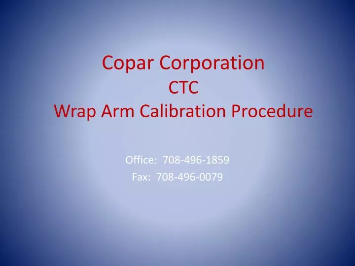copar corporation ctc wrap arm calibration procedure