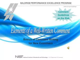 Elements of a Well-Written Comment