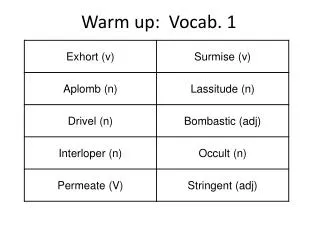 warm up vocab 1